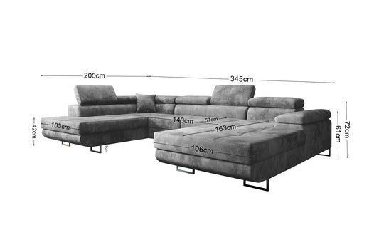 Corner Sofa Bed U shape “ASTRO U” EASY CLEAN velvet!