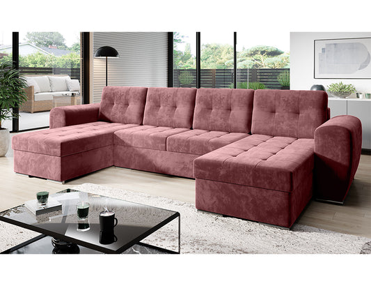 Corner sofa bed U shape - “BRONX U” easy clean Velvet