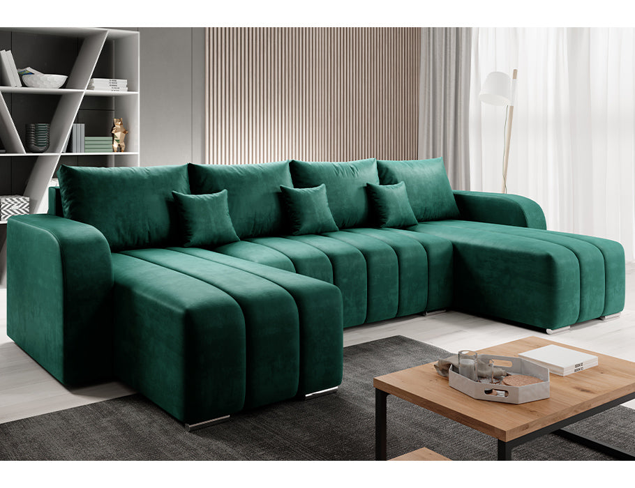 Corner sofa bed U shape “BONELL U” Manila Velvet