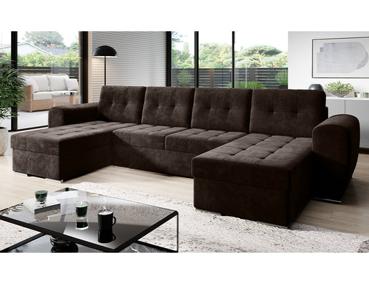 Corner sofa bed U shape - “BRONX U” easy clean Velvet