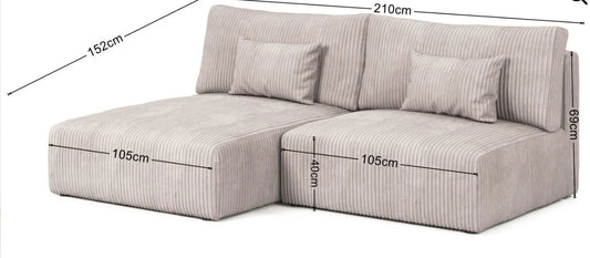 Corner Sofa Bed “MODULO” Corduroy fabric